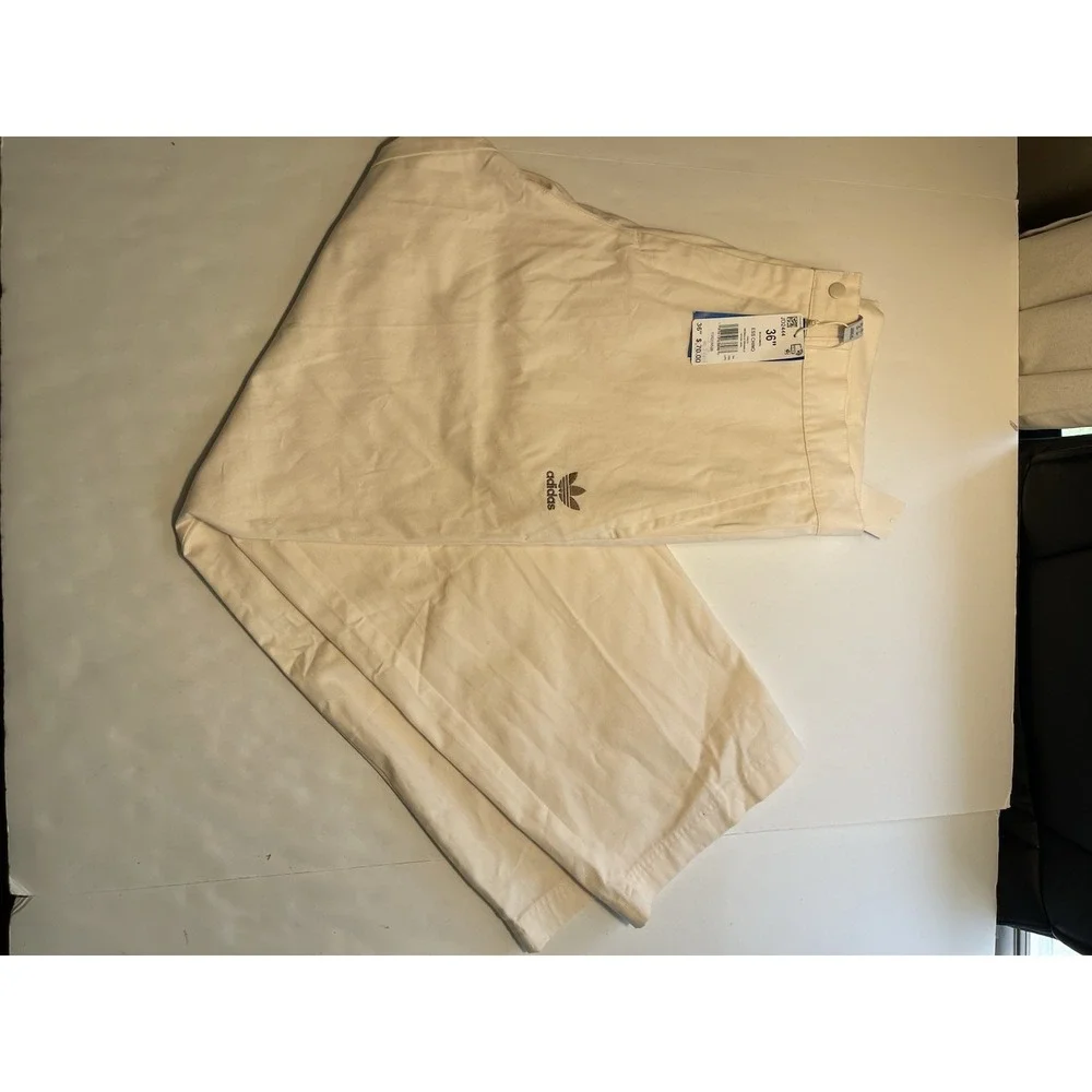 Adidas Men's Trefoil Essentials Chino Pants Size 36 White NWT